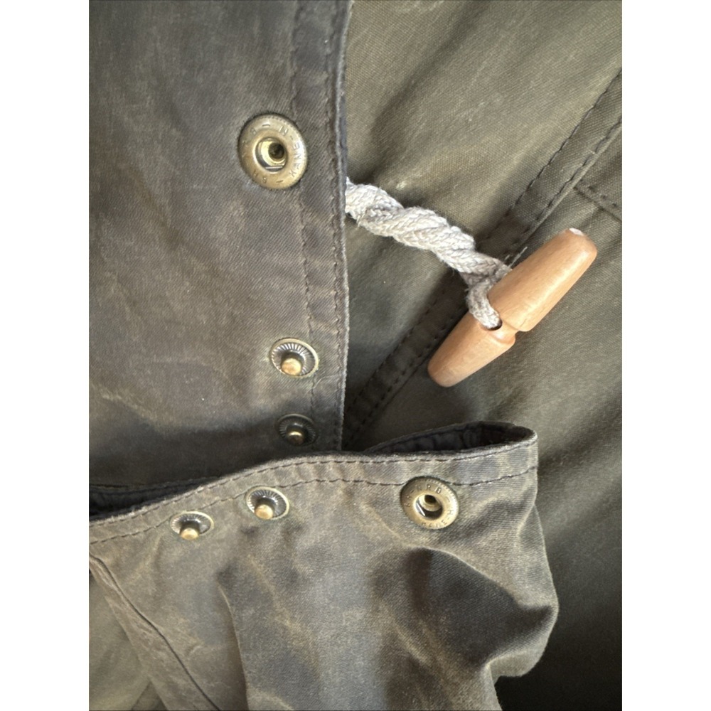 Barbour Thornproof Waxed Cotton Toggle Jacket Olive Green Hooded Mens Large - Picture 14 of 16